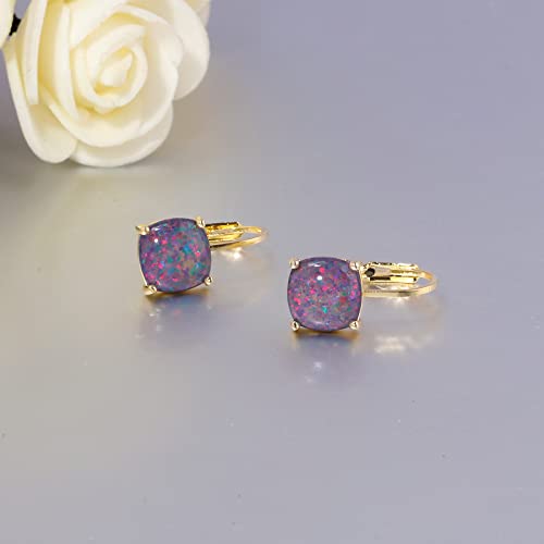 Cinily Opal Leverback Earrings For Women Girls Hypoallergenic Pendant Earrings 14K Gold Plated Hanging Lever Earrings Hoops Fashion Jewelry Gifts For Sensitive Ears #TOP5