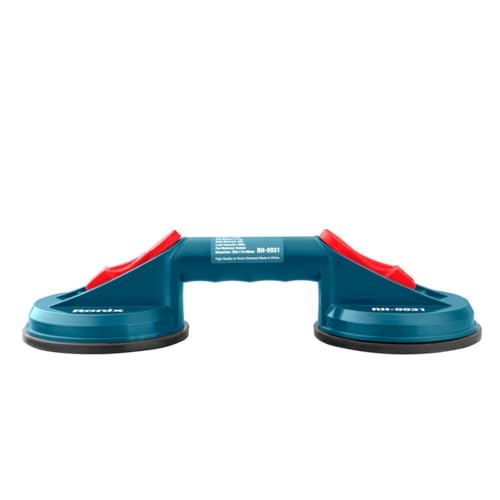 Ronix RH-9931 - Ventosa doble de vacío, capacidad 80 kg, mango ergonómico, ventosa fuerte para vidrio, azulejos, ventanas, mármol, puertas y herramientas de elevación y transporte seguro