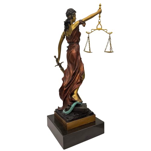 Figura de Lady Justice en Bronce y Base de Mármol 12" miniatura 7