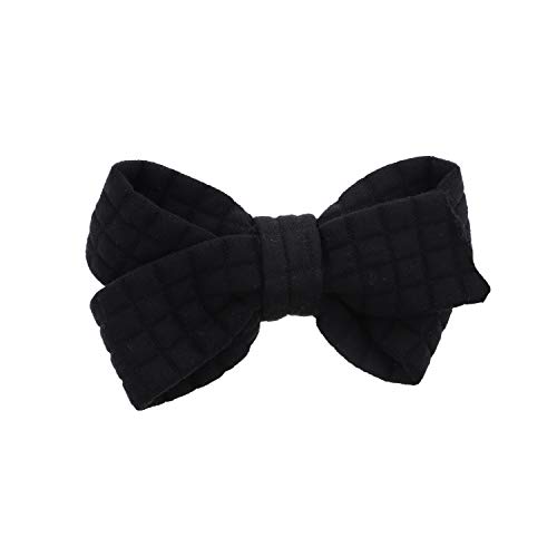 Black Quilted Cotton Bow Clip For Girls Toddlers Small