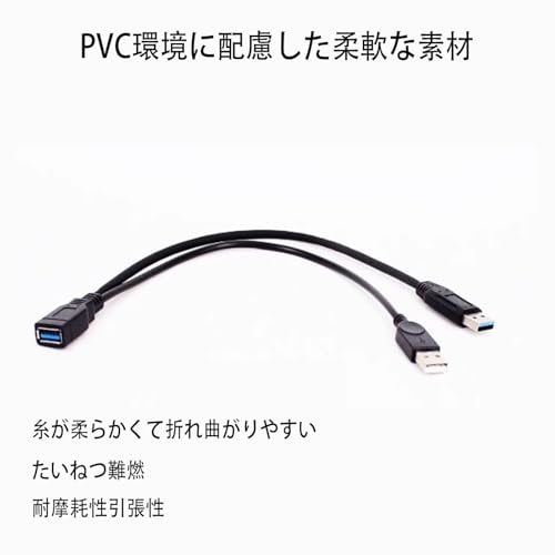LeTradeJP USB3.0メス to USB3.0オス+USB2.0オス 2分岐ケーブル 30cm