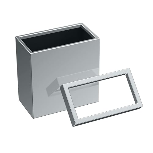 Image of Gatco Small Bathroom Trash Can with Lid, Rectangle 3 Gallon Stainless Steel Wastebasket, Under Sink, Chrome, for Bathroom, Bedroom, Office (1916)