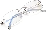Jo Rimless Blue Light Blocking Reading Glasses, Clear Lens Readers for Women Men