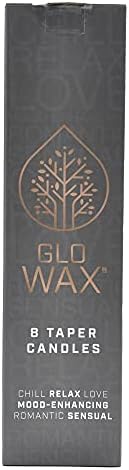 Glo Wax Taper Candles Beautiful Pack Decorative Mood-Enhancing Romantic Relax Unscented Dinner Candles 8 Hour Burn Time, 2.2 x 30cm (8 Pack, White)