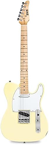 LyxPro 30” Electric Guitar TL Series, Full-Size Paulownia Wood Body, 3-Ply Pickguard, C-Shape Neck, Ashtray Bridge, Quality Gear Tuners, 3-Way Switch & Volume/Tone Controls, 2 Picks Included, White