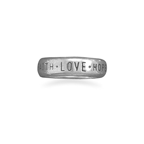 Azurebella Jewelry Faith Hope Love Sterling Silver Band Ring, 6 #TOP28