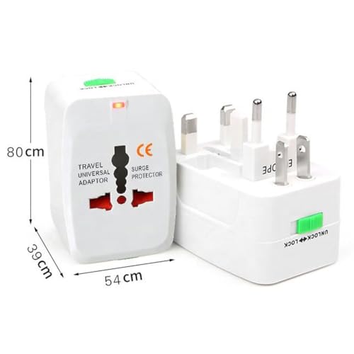 Image of fizzytech Universal Travel Adapter with Dual USB Ports, All-in-One International Power Plug for UK, US, EU, AU, Worldwide Charger for 150+ Countries, Fast Charging Multi Plug (White)