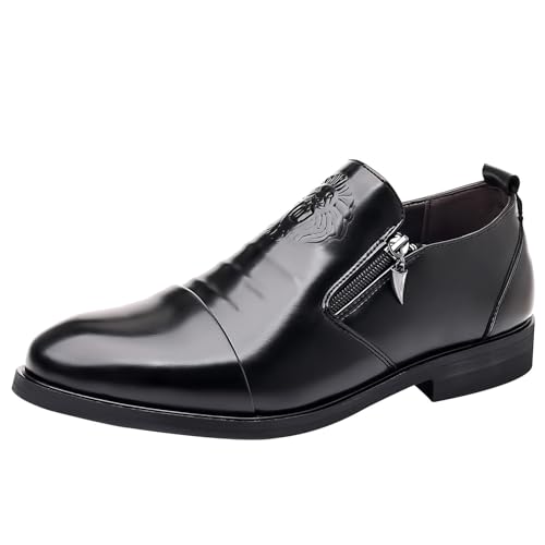 Mocasines de cuero formales talla 40 2/3 con cremallera para trajes de negocios de hombre
