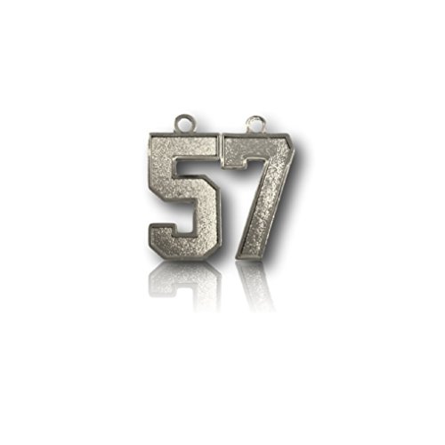 Number 57 Silver Plated Jersey Style Sports Necklace Charm Pendant (0.8