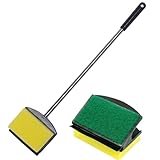 Kopida 15 Inch Aquarium Fish Tank Algae Scraper Double Sided Sponge Brush and Cleaner, 2 Pack High Density Cleaner with Long Handle Fish Tank Scrubber for Glass Aquariums and Home Kitchen