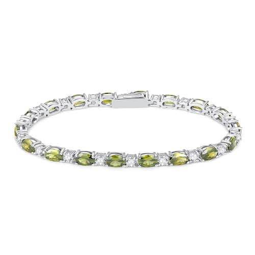FANCIME 夏祭り テニス ブレスレット レディース 合成 ペリドット 8月 誕生石 幅4mm tennis 腕輪 ジルコニア シルバー S925 お守り クリスマス 誕生日 記念日 プレゼント ギフトラッピング付