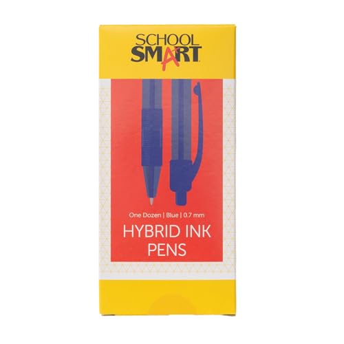 School Smart Bolígrafos retráctiles de tinta híbrida azul x12 miniatura 2