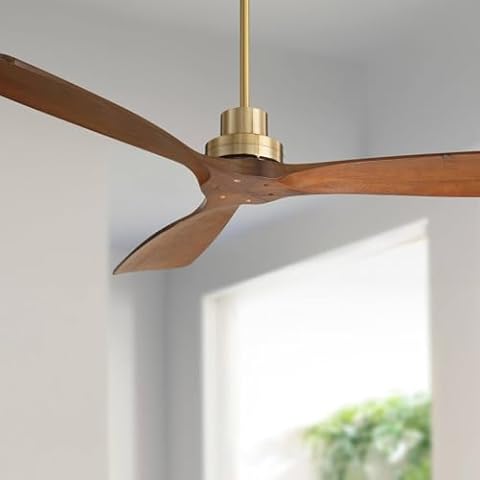 Casa Vieja 52" Delta Modern Indoor Ceiling Fan 3 Blade Remote Control Soft Brass Finish Brown Walnut Finish Blades Bedroom Living Room Kitchen Dining Room Office DC Motor Decorative Downrod Cover