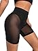 OYOANGLE Women's Sheer Mesh High Waist Biker Shorts Skinny Short Leggings Slip Shorts Black M