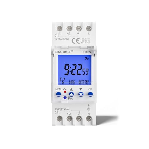 Digitaler 2 Kanal Zeitschaltuhr mit LCD Display Wochenzeitschaltuhr für Hutschiene zum Einbau Wöchentlich Programmierbar Relais Zeitschalter DIN-Schienenmontage