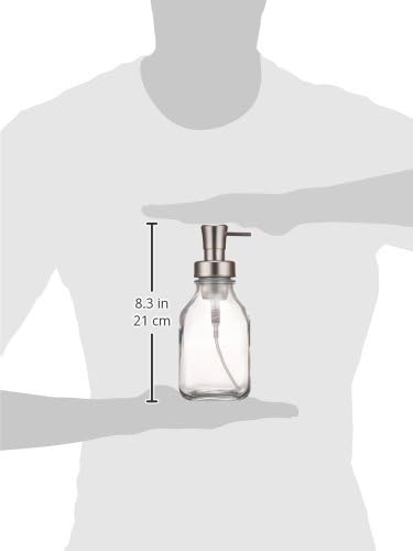 iDesign Clear InterDesign Cora Glass Foaming Soap Dispenser Pump, for Kitchen or Bathroom Countertop Brushed