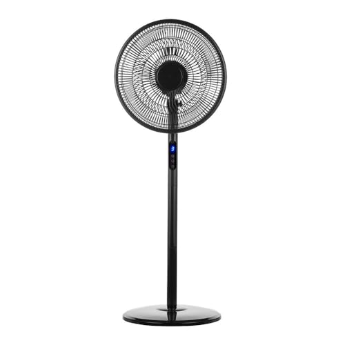 Bilake Ventilador Moderno de pie Negro, Ventilador de pie silencioso 45W Icono con Mando a Distancia y con Temporizador