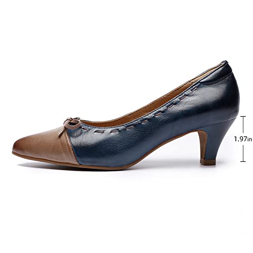 Image of Mona flying Women's Leather Elegant Bowknot Pointed Toe Dress Pumps Heels