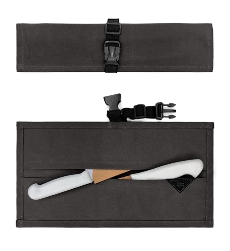 Knife Roll Apron Heavy Duty Canvas Leather Support Black | Heavy Duty Canvas Leather Support Folds into a Knife Roll Pro Chef BBQ Butcher Bartender Tool product thumbnail 18