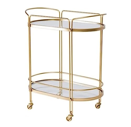 Carrito utilitario rodante de 2 niveles, almacenamiento de cocina de hierro con ruedas, carrito de entrega móvil para restaurantes, servicio de té y vino, versátil para el hogar y el comedor