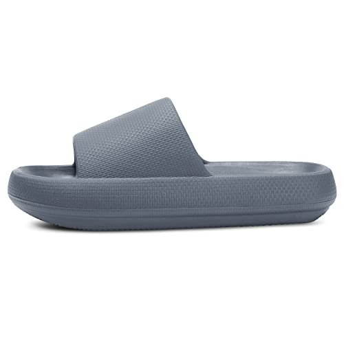 Image of welltree Slides for Women Men Pillow Slippers Non-Slip Bathroom Shower Sandals Soft Thick Sole Indoor and Outdoor Slides