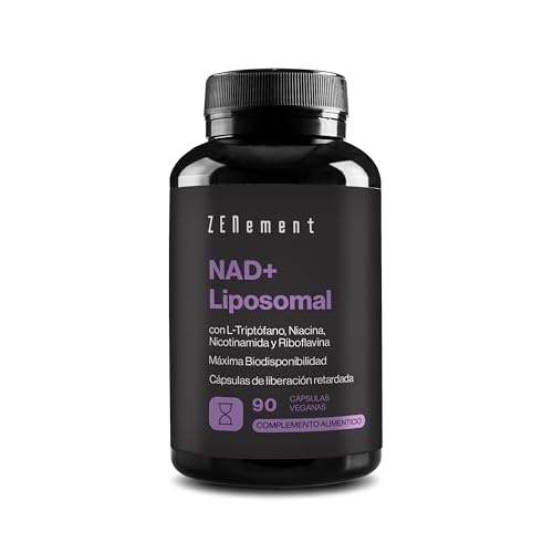 NAD⁺ Liposomal 1000 mg – Alta Biodisponibilidad y Buena Tolerancia – Cápsulas Gastrorresistentes y veganas – Con L-Triptófano, Niacina, Nicotinamida y Riboflavina – Zenement