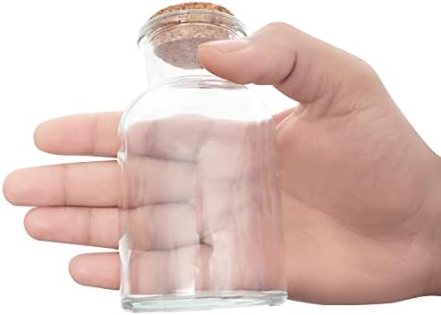 BELLE VOUS 12 Pack Glass Spice Jars - 150ml / 5oz - Reusable Storage Containers with Cork Lids, Labels, and Brush - Bottles/Canister Set for Kitchen, Food, Spices, Tea Herbs, and Flour