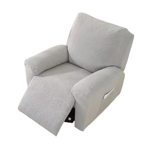 Hearda Funda para Sillón Relax Reclinable, Jacquard de Hojas Funda de Sillón Relax, Peluche Funda para Sillón Reclinable 4 Piezas con Bolsillos Laterales Funda Sofá Reclinable (Antracita)