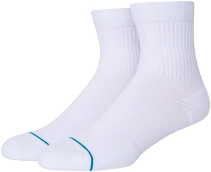 Stance Icon Quarter Socks 3-Pack for Men and Women, Cotton Blend and Cushioning Arch Support, White, Small