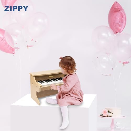 ZIPPY Kids Piano Keyboard, 25 Keys Digital Piano for Kids, Mini Music Educational Instrument Toy, Wood Toy for Toddlers Girls Boys (Oak) — view 5