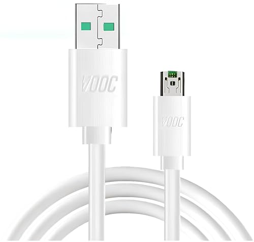 Image of VOOC Super Fast Charging & Data Sync Micro USB Cable Compatible For Oppo F11 /F11 Pro /F9 Pro /Realme 3 Pro Up To 4 Amp For All Oppo /Realme VOOC Compatible Smartphone(NOT Type C),1M,White