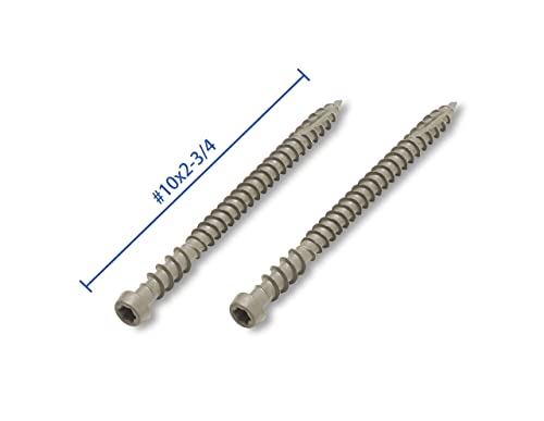 Yyl Composite Decking Exterior Coated Wood Screw #10X2-3/4" Star Drive Torx 20 Type 17 Slot Point 350 Pack Wood Screw 1 Free Bit Included (#10X2-3/4", Stone Gray, 350) #TOP1