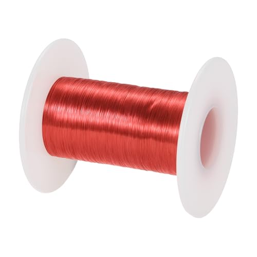 MECCANIXITY 42 AWG 0.06mm Magnet Wire 42 Gauge 6519ft (1987m) Enameled Copper Wires Magnet Winding Coil 50g F Grade 311 Fahrenheit (155 Celsius) for Transformers Inductors, Red