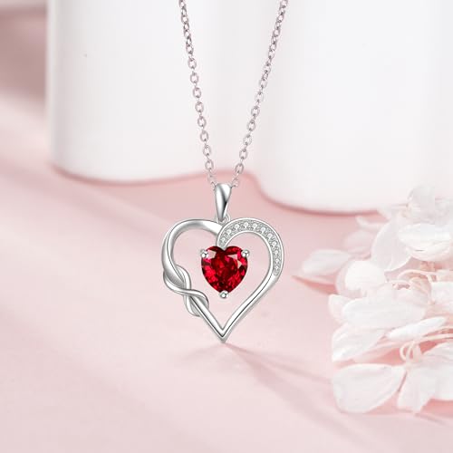 Birthstone Necklace for Women 925 Sterling Silver Infinity Heart Birthstone Pendant Necklace Infinity Heart Jewelry Birthday Holiday Gifts for Her3