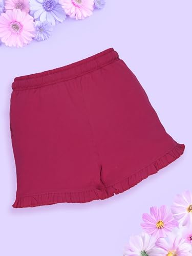 Image of KiddoPanti Girls 100% Cotton Bottom Hem Frill Hot Shorts