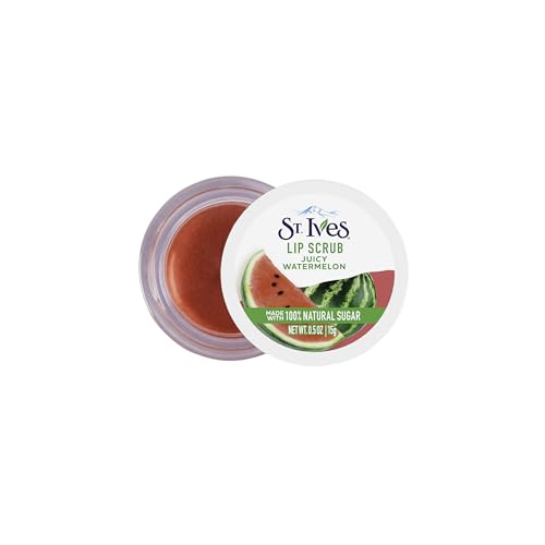 St. Ives Watermelon Lip Scrub Sugar Exfoliator with 100% Natural Ingredients Helps Smooth Away Dullness 0.5 oz Jar