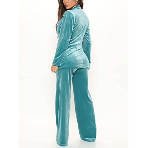 Hgps8W Women's Business Blazer Pant Suit Set Velvet 2 Piece Outfis For Office Lady Work Wedding Tuxedos #TOP4