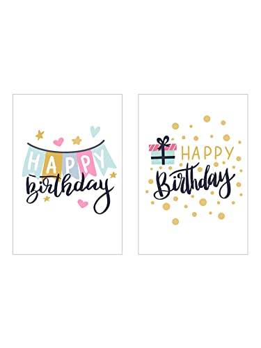 20 Biglietti Di Auguri Di Compleanno – Edition Seidel | Cartoline Eleganti Con Scritte “Happy Birthday” Per Adulti E Bambini