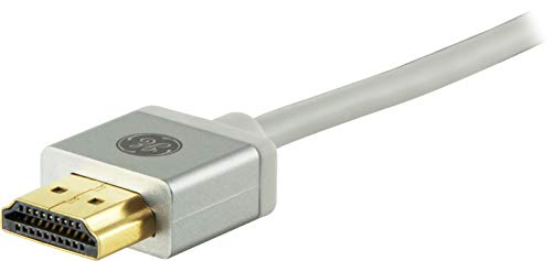 GE UltraPro HDMI Cable, High Speed, Ethernet, 8ft. HDMI Cord, 4K Ultra HD, Full HD 1080P, 10.2Gbps Data Transfer, Works with HDTV/Cable/Game Consoles/Blu-Ray, Gold Plated Connectors, Silver, 33510