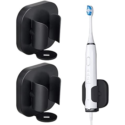 HONZUEN Electric Toothbrush Holder,2 Pcs Electric Toothbrush Holders Wall Mounted,Adhesive Electric Toothbrush Stand Toothbrush Organizer for Bathroom(Black) Cover