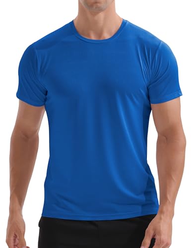 Image of APTRO Men’s Gym T-Shirts Running T Shirt for Men Quick Dry Moisture Wicking Breathable Tops Workout Shirt Short Sleeve Deep Blue XL