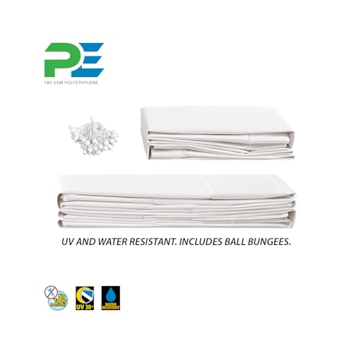 King Canopy 10ft x 20ft Canopy Enclosure Sidewall Kit w/Flaps, 2 Solid Sides, 2 Zippered Ends, 50 Ball Bungees, 180 GSM polyethylene, Fits 10ft 8in x 20ft Frames, Frame and Cover not Included, White - Thumbnail 3