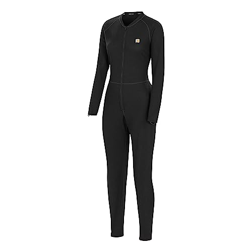 Carhartt Women's Midweight Cotton Blend Waffle Zip Front Union Suit, Black, Small by Carhartt - Used condition - US$39.99