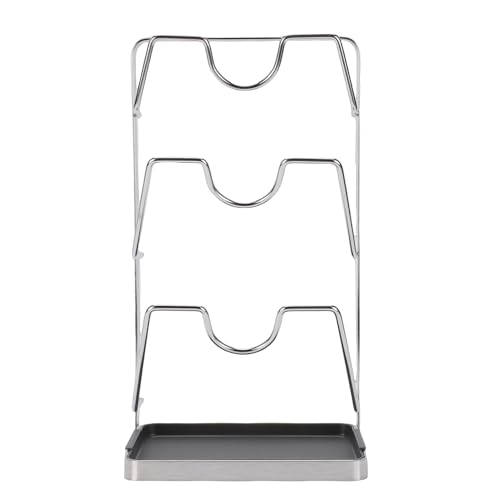 Support de couvercle de casserole vertical 2 en 1 en acier durable