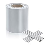 Bettizia PVC Sichtschutzfolie, Grau Sichtschutzstreifen für Doppelstabmattenzaun, Windschutz und Anti-UV, Einfach zu Installieren, 450g/m², inkl. 30 PVC Befestigungsclips, 35m x 19cm