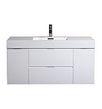 Kube Bath Bliss 48? High Gloss White Wall Mount Modern Bathroom Vanity