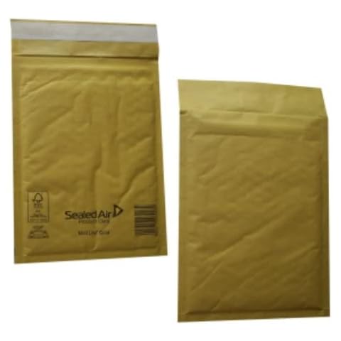 10 Large K/7 Size Mail Lite Gold Padded Envelopes Mailers - Peel + Seal Bubble Bags - 350 x 470mm / 13.75 x 18.5" Sealed Air Postal Packing Mailing Shipping Postage Posting Self Seal Cushioned Protective Packaging Cover