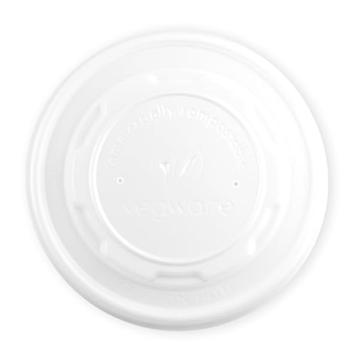 Vegware 115 Compostable Clear Food Bowl Flat Lids, Case of 500, Fits all 115-Series Containers, Hot Food Flat Lids, Plant Based CPLA Plastic, Disposable