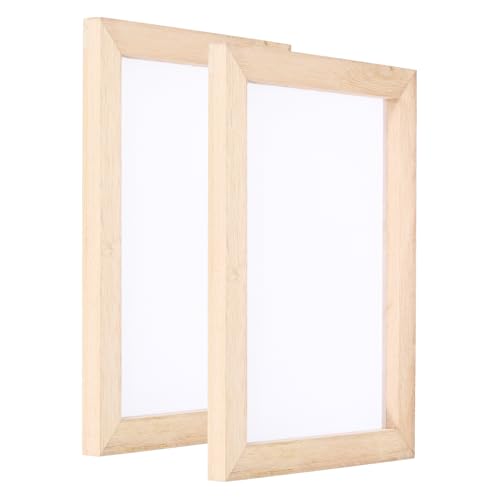PATIKIL A5 Sizes Wooden Paper Making Screen, 2Pcs 8.3 x 5.9 Inch Single Paper Making Mould and Deckle Papermaking Supplies Frame for Paper Making DIY Crafts, Wood Color