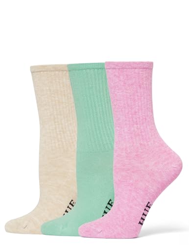 Image of HUE Women's Casual Ribbed Must-have Crew Lightweight Athletic Socks 3 Pair Pack